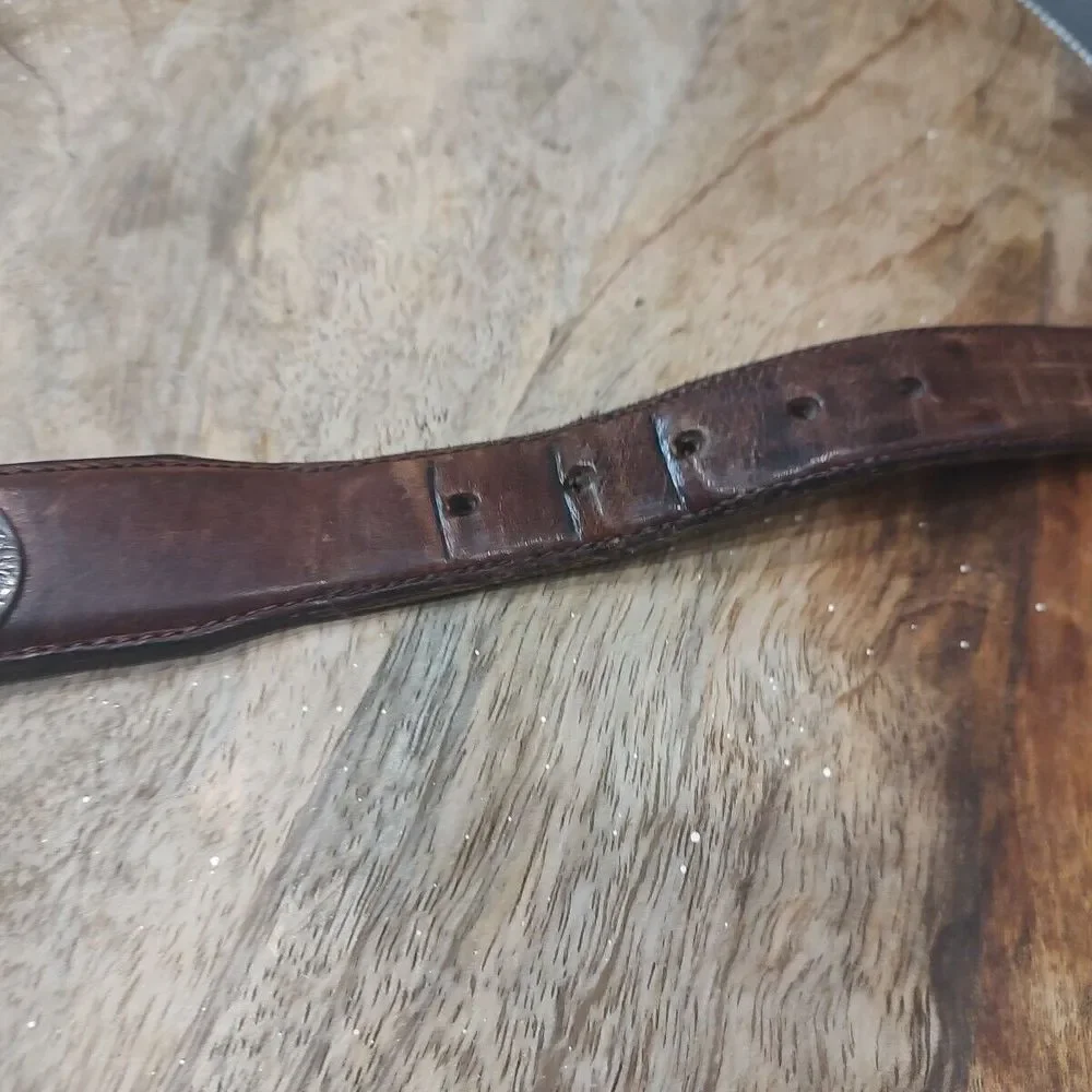 VTG Onyx by Brighton Golfing Belt Brown Leather‎ Silver Braided Sz 40